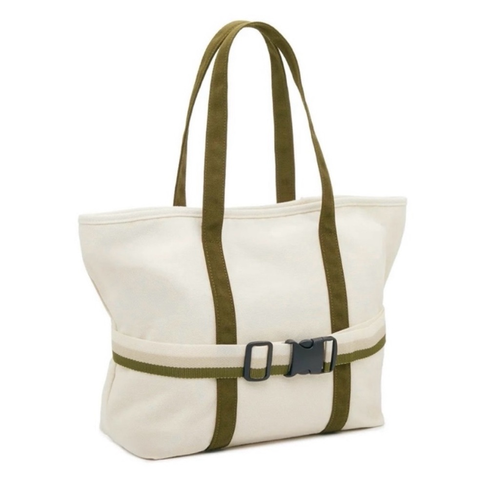 DSW • Ivory/Green Canvas Travel Tote Bag - Picture 2 of 16